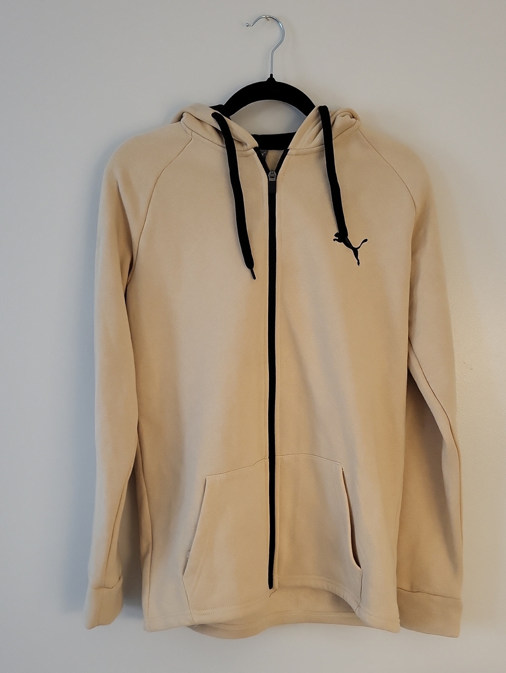 Puma Beige Zip-Up Hoodie with Black Accents